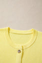 Solid Ribbed Frilled Short Sleeve Sweater Cardigan