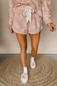 Light Pink Textured Leopard Fleece Loose Two Piece Lounge Set