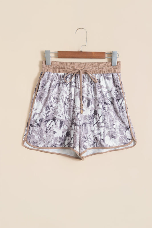 Camo Drawstring High Waist Active Shorts