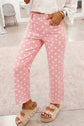 Polka Dot Denim Raw Hem Barrel Jeans