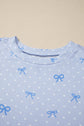 Polka Dot Heart Bow Top & Elastic Short Set