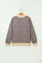Leopard Ribbed Trim High Neck Long Sleeve Sweatshirt