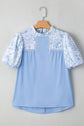 Floral Lace Patchwork Puff Sleeve Blouse