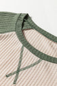 Colorblock Waffle Knit Raglan Sleeve Top