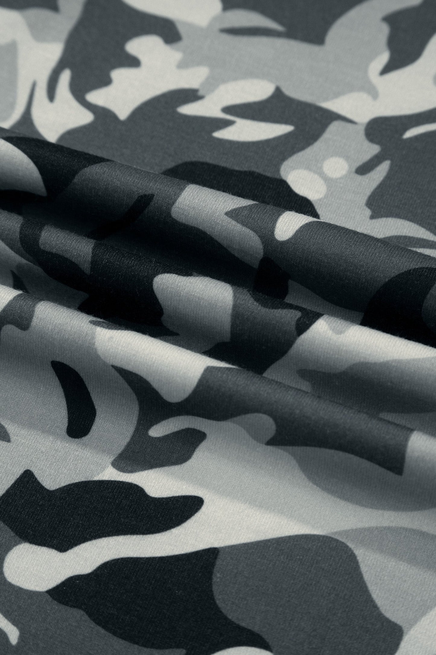 Camo Drawstring High Waist Wide Leg Pants