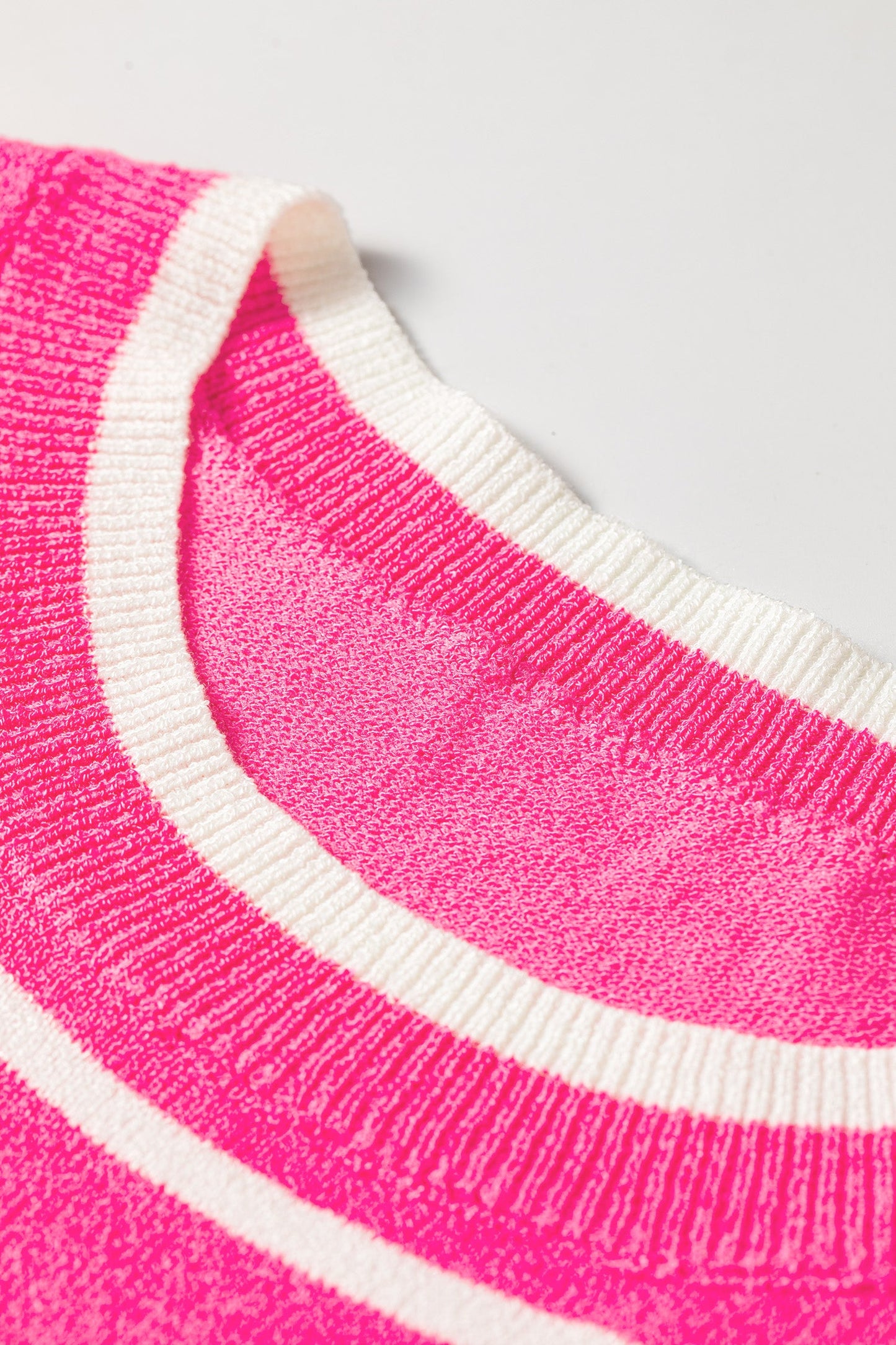 Stripe Ruffle Short Sleeve Knit Sweater