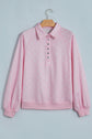 Polka Dot Metal Button Collar Pullover Sweatshirt