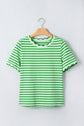 Stripe Scallop Trim Round Neck T-Shirt
