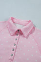 Polka Dot Metal Button Collar Pullover Sweatshirt