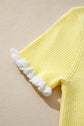 Solid Ribbed Frilled Short Sleeve Sweater Cardigan