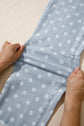 Polka Dot Denim Raw Hem Barrel Jeans