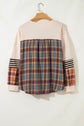 Plus Size Stripe Plaid Patchwork Waffle Top