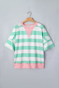 Stripe Exposed Seam Ribbed Patchwork Oversized Tee