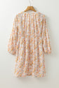 Yellow Boho Floral V Neck Ruffled Empire Waist Long Sleeve Mini Dress