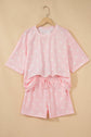 Polka Dot Loose Tee & Drawstring Shorts Set