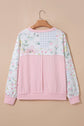 Floral Patchwork Corded Knit Long Sleeve Top