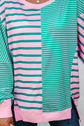 Stripe Colorblock Patchwork Side Slit Sweatshirt