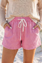 Sky Blue Stripe Drawstring Elastic Waist Casual Denim Shorts