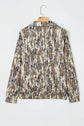 Camo Zipped Collar Kangaroo Pocket Sweatshirt