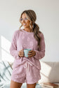 Light Pink Textured Leopard Fleece Loose Two Piece Lounge Set