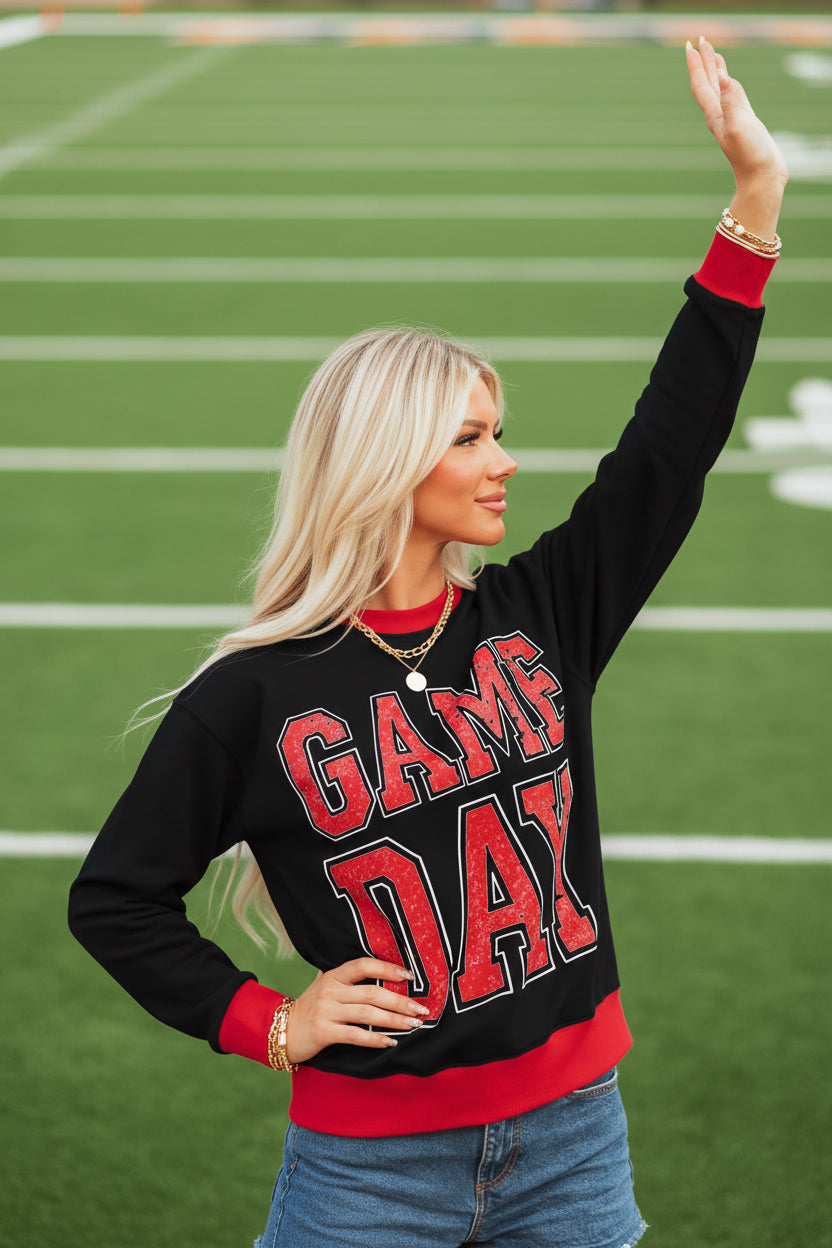 GAME DAY Varsity Stripe Crewneck Sweatshirt