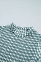 Gingham Shirred Long Sleeve Peplum Top