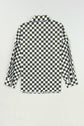 Green Checkerboard Printed Drop Shoulder Loose Casual Shirt