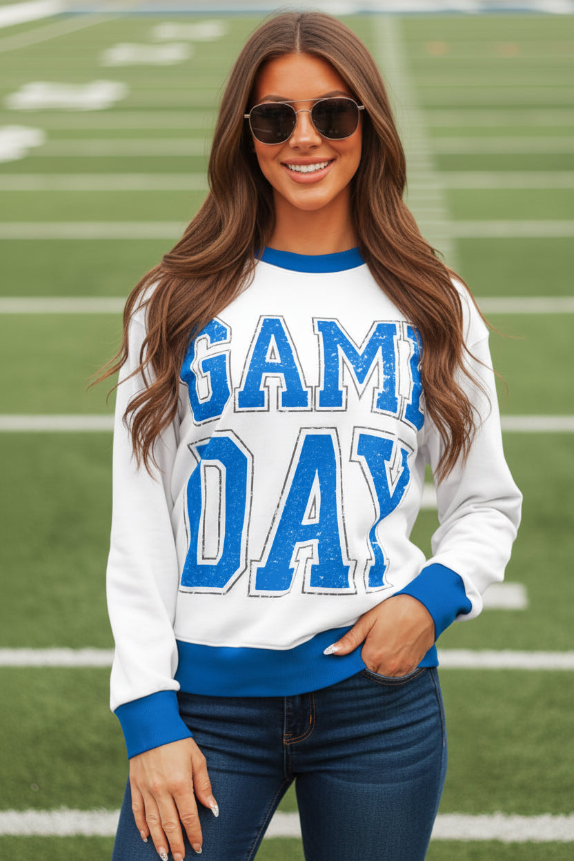 GAME DAY Varsity Stripe Crewneck Sweatshirt