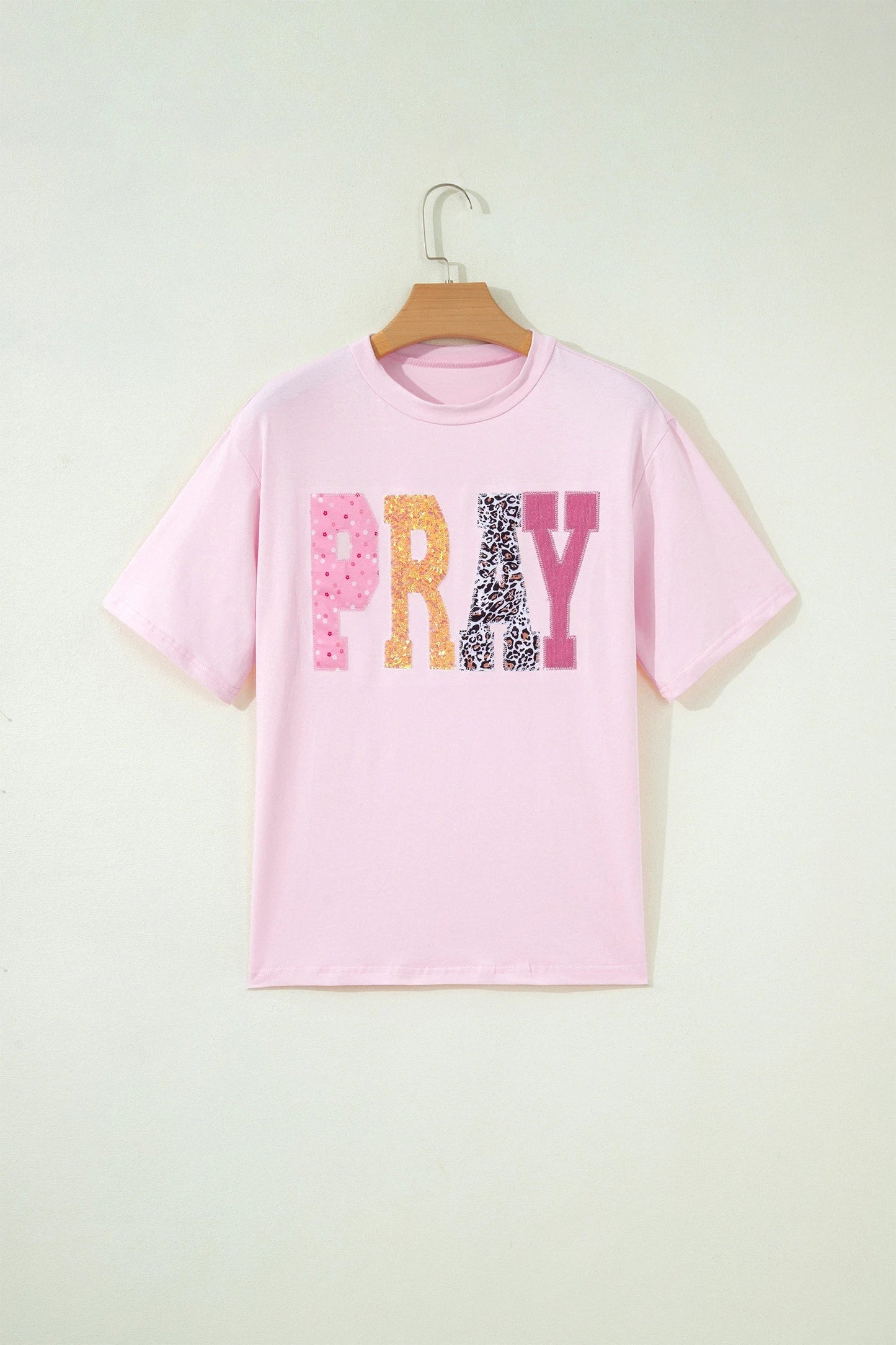 PRAY Sequin Leopard Short Sleeve Graphic Tee
