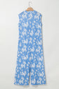 Myosotis Floral Print Half Button Wide Leg Relaxed Sleeveless Jumpsuit