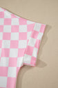 Checker Colorblock Mock Neck Top & Short Set