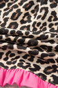 Polka Dot & Leopard Contrast Ruffle Trim Shorts