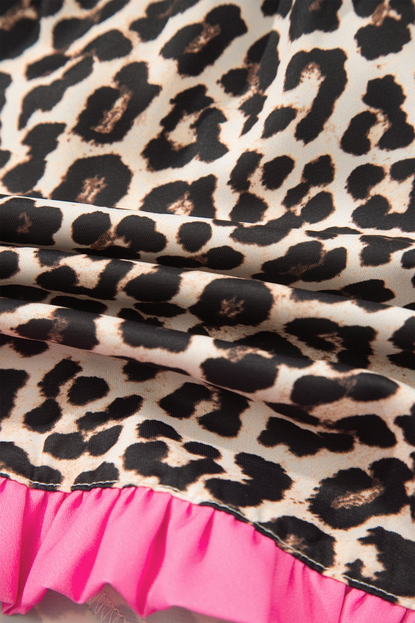 Polka Dot & Leopard Contrast Ruffle Trim Shorts