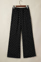 Polka Dot Elastic Waist Lace Hem Pants