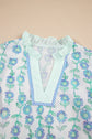 Floral Stripe Detail V-Neck Blouse