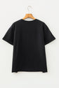 Camo Game Day Letter Graphic Round Neck T-Shirt