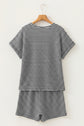 Stripe Textured Knit Top & Short Set