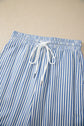 Stripe Drawstring Elastic Waist Wide Leg Pants
