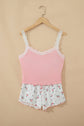 Floral Ribbed Crop Top & Shorts Lounge Set