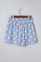 Polka Dot Shirred High Waist Shorts