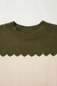Colorblock Crew Neck Drop Shoulder Sweater