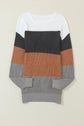 Colorblock Stripe Round Neck Pullover Sweater