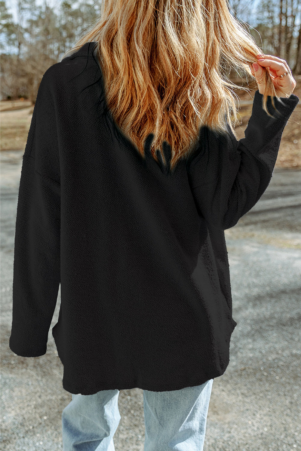 Gray BContrast Flap Pockets Relaxed Shacket