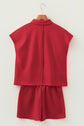 Solid Polo Tee & Elastic Waist Short Set