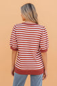 Stripe Short Bubble Sleeve T-Shirt