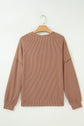 Leopard Colorblock Reverse Seam Corded Knit Long Sleeve Top