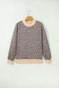 Leopard Ribbed Trim High Neck Long Sleeve Sweatshirt