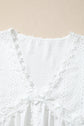 Solid Floral Guipure Lace Frilled Long Sleeve Blouse