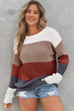Colorblock Stripe Round Neck Pullover Sweater