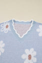 Plus Size Floral Scallop V-Neck Sweater